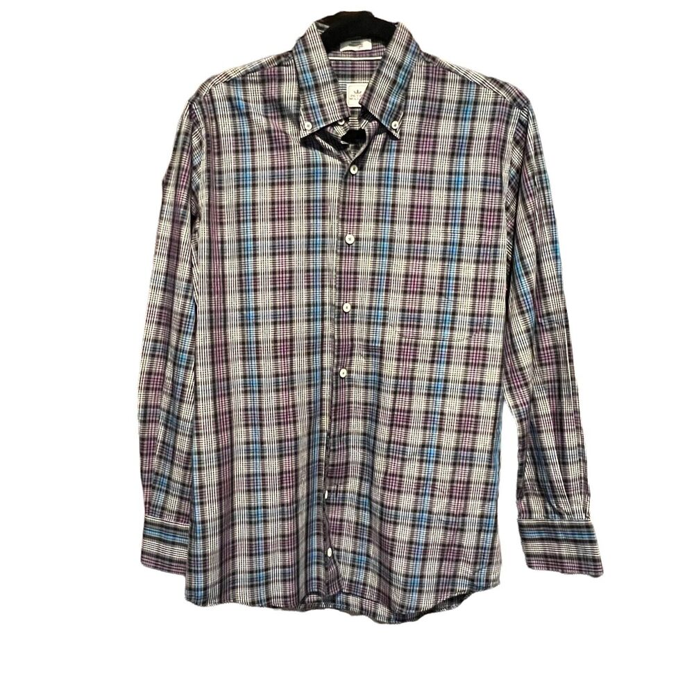 Peter Millar Crown Sport Purple & Blue Plaid Button Down Shirt Men’s Size Small